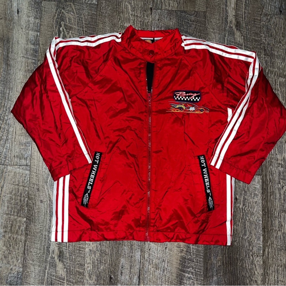 Vintage Hot‎ Wheels Jacket Windbreaker Kids Size 10 Embroidered Rare
